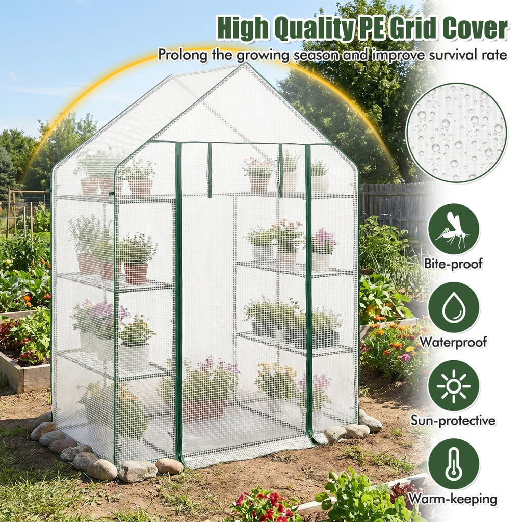 Portable Walk-in Greenhouse with 3 Tiers and 6 Shelves, view 5