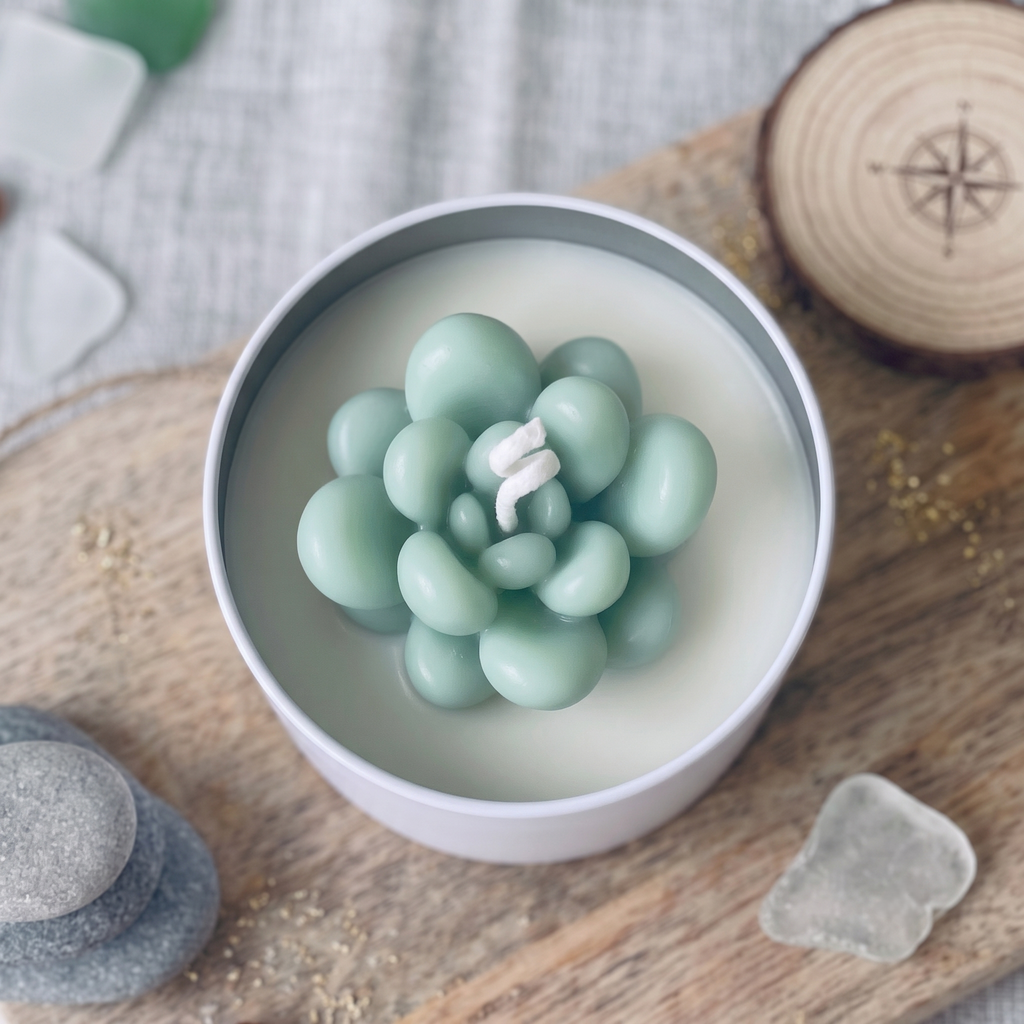 Seafoam Bubble Succulent Candle, view 3