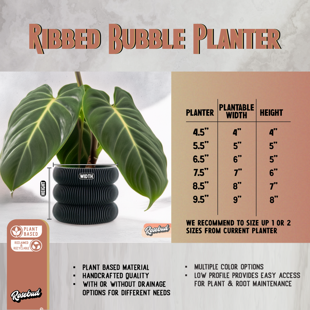 Ribbed Bubble Plant Pot With Drainage and Saucer, view 5