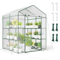 Walk-in Greenhouse with 3 Tiers 8 Shelves PVC Cover Roll-up Zippered Door, view 3