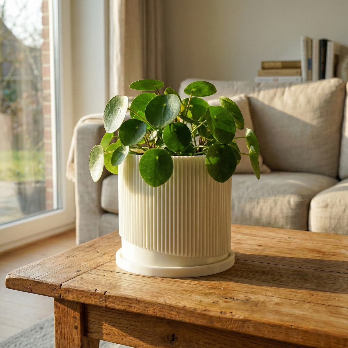 Mid-Century Ribbed Planter with Drainage and Saucer in Multiple Colors, 3D Printed Planter with Unique, view 10