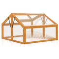 Wood Cold Frame Greenhouse Raised Flower Planter Protection with Transparent Openable Roof-Orange, view 3