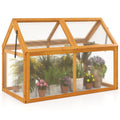 Wood Cold Frame Greenhouse Raised Flower Planter Protection with Adjustable Roof-Orange, view 3
