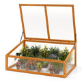 Wood Cold Frame Greenhouse Raised Planter Bed Protection with Transparent Flip-top Roof-Orange, view 3