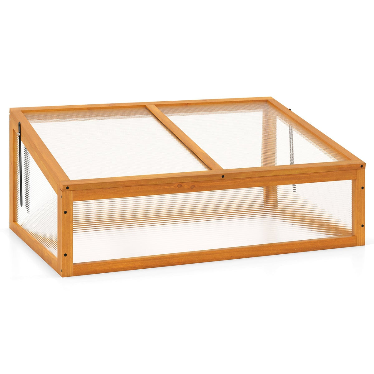 Wood Cold Frame Greenhouse Raised Planter Bed Protection with Transparent Flip-top Roof-Orange