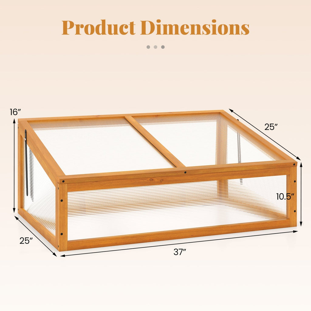 Wood Cold Frame Greenhouse Raised Planter Bed Protection with Transparent Flip-top Roof-Orange, view 5