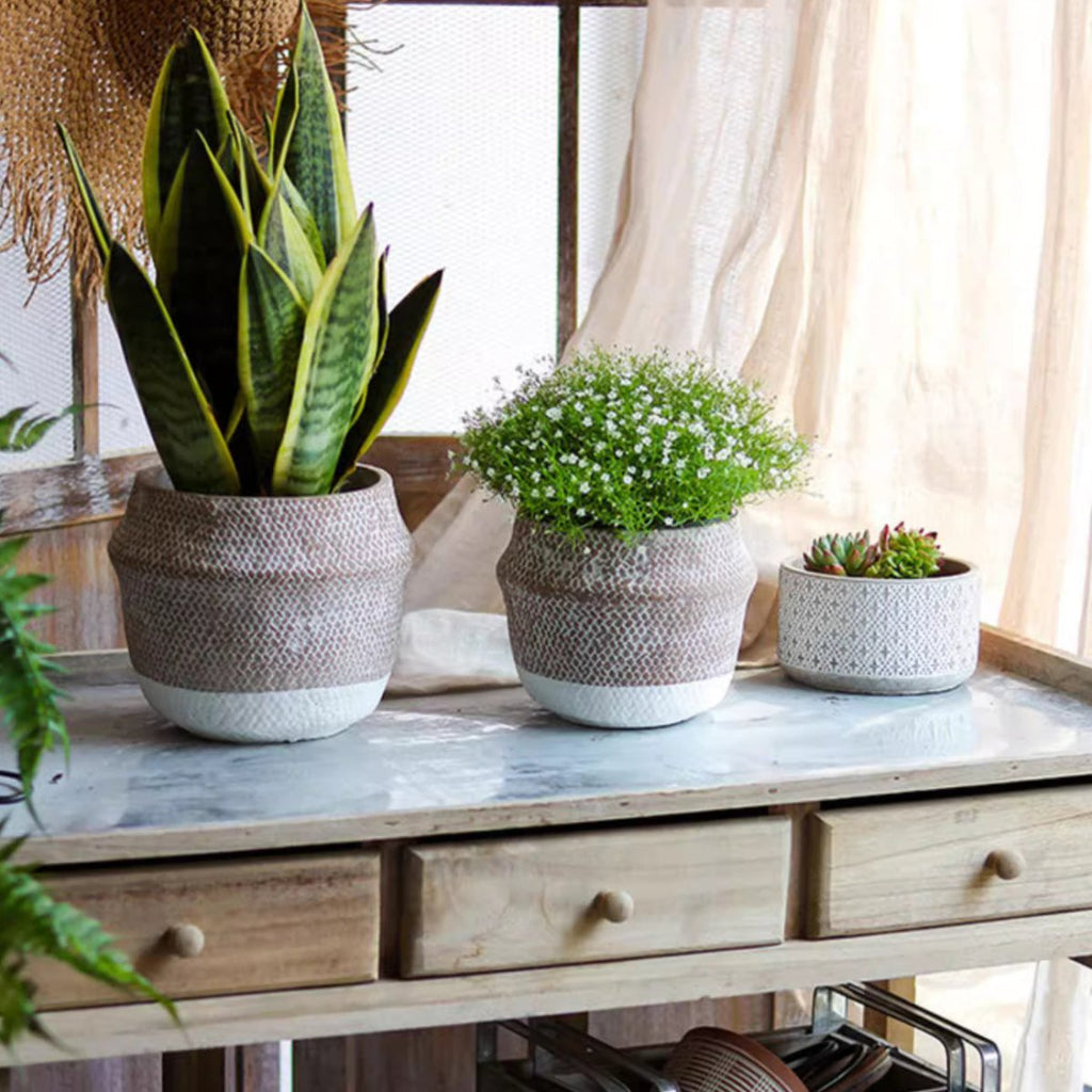 Boho Straw-Look Flower Planter, view 7