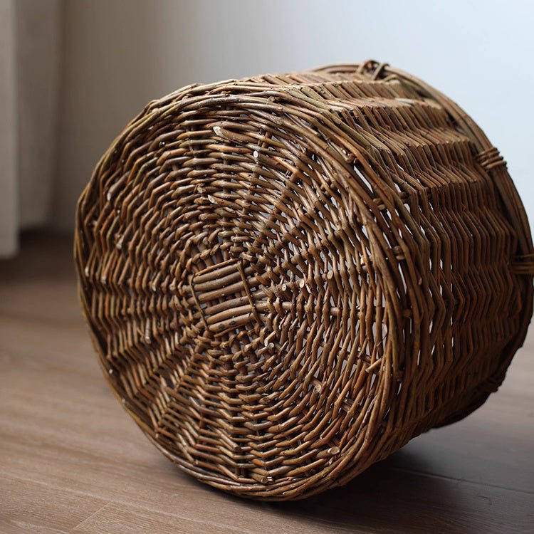 Rustic Round Wicker Planter with Liner, view 4