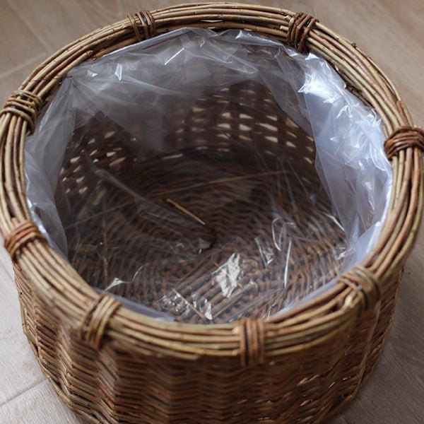 Rustic Round Wicker Planter with Liner, view 7