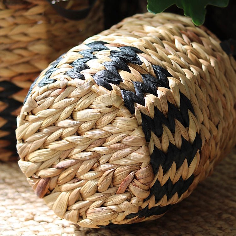 Two-Tone Basket Planter with Leather Handles, view 5