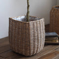 Natural Wicker Floor Planter Basket with Liner, view 4