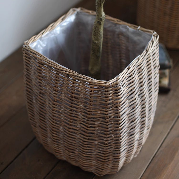 Natural Wicker Floor Planter Basket with Liner, view 5