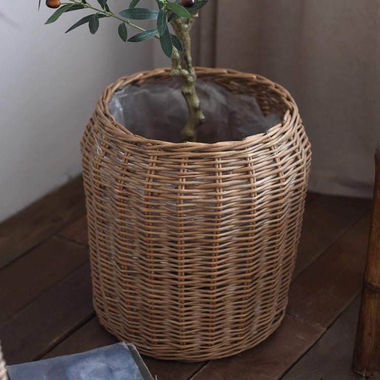 Natural Wicker Floor Planter Basket with Liner, view 6