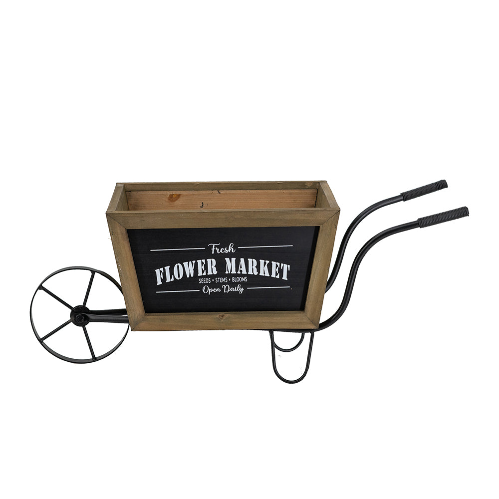 Farmhouse Wheelbarrow Planter with Flower Market Sign, view 2