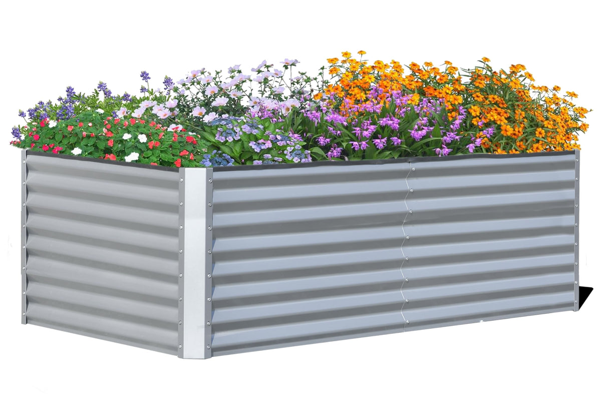 6x3x2ft Galvanized Raised Garden Bed – Silver or Dark Gray