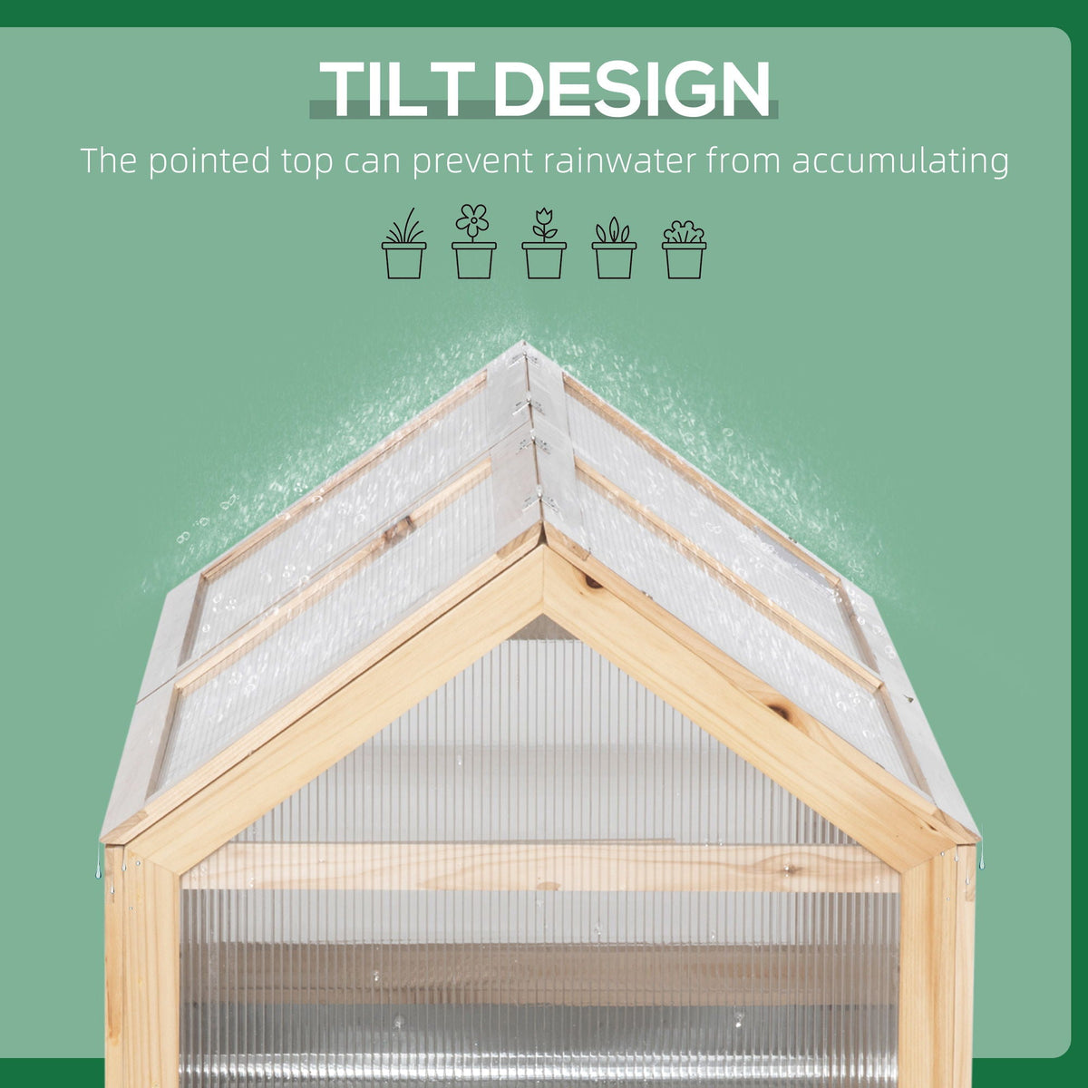 Outsunny Raised Garden Bed with Polycarbonate Cold Frame Cover, 48" x 24" - Natural, view 8