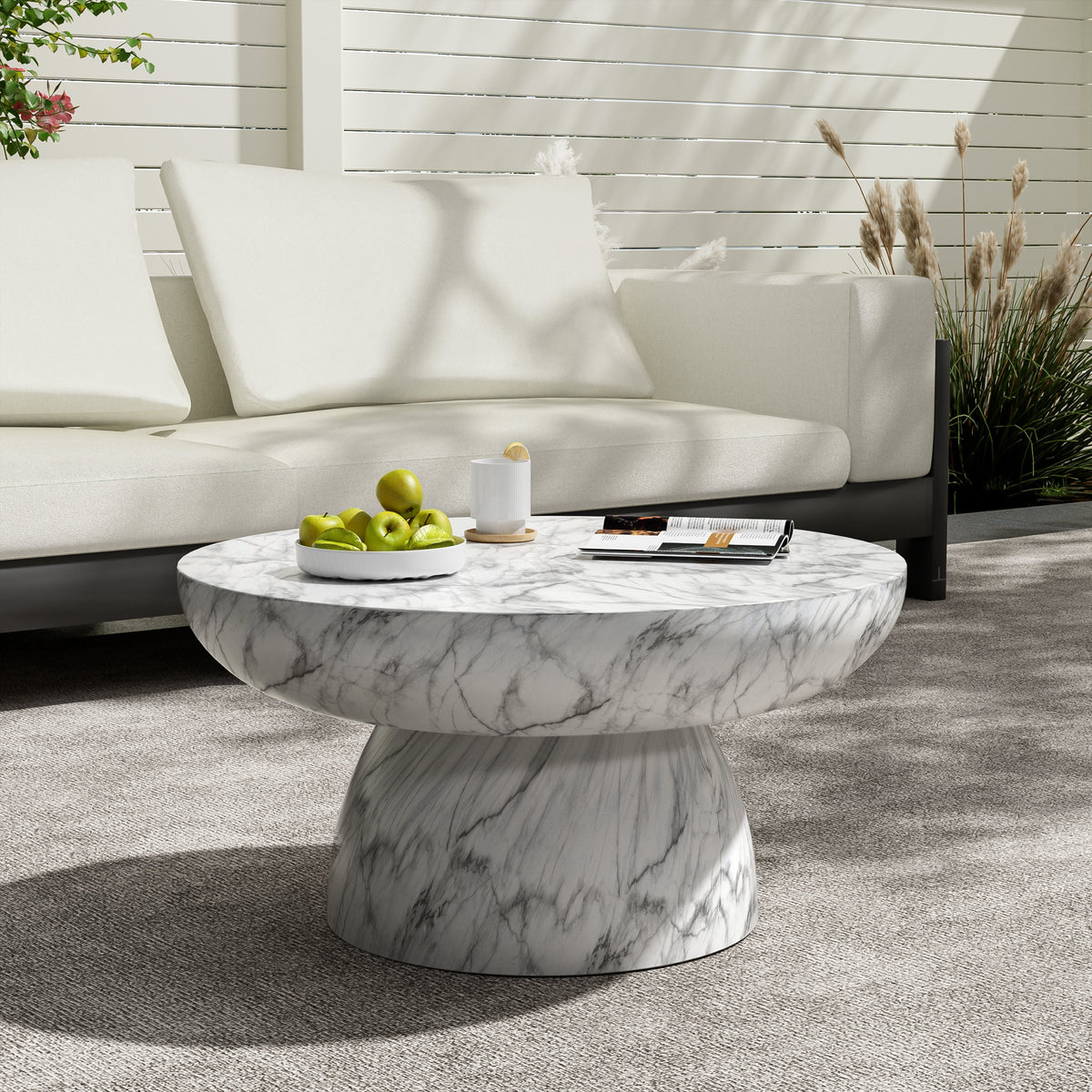 MGO Faux Marble Coffee Table for Indoor and Outdoor Use, view 2