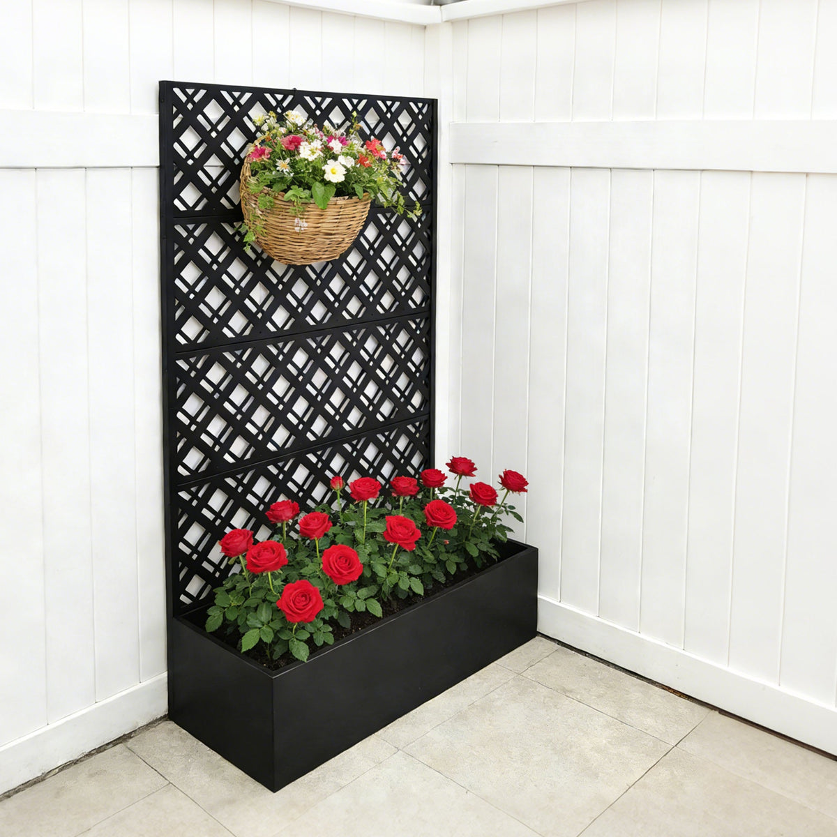 Metal Planter Raised Garden Bed with Trellis, view 6