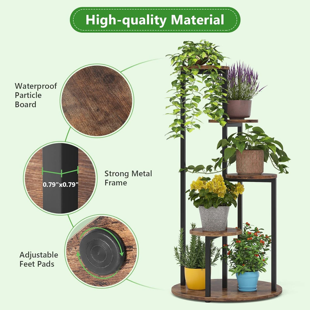 4-tier corner plant stand, rustic brown, view 6