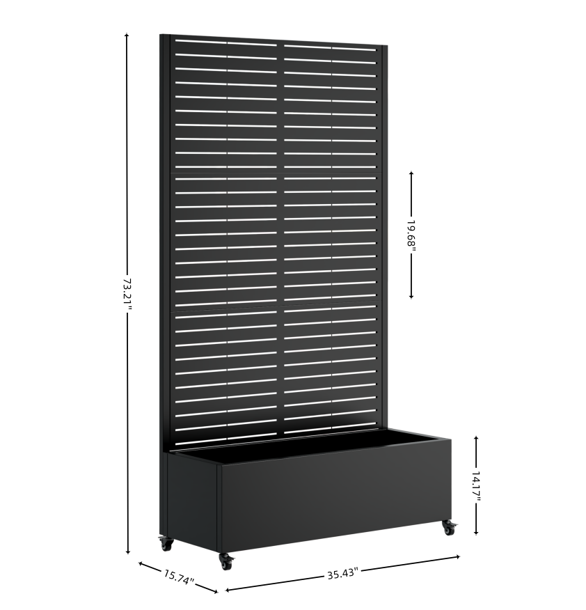 Raised Garden Bed with Trellis & Privacy Screen – 73" Metal Planter, view 3