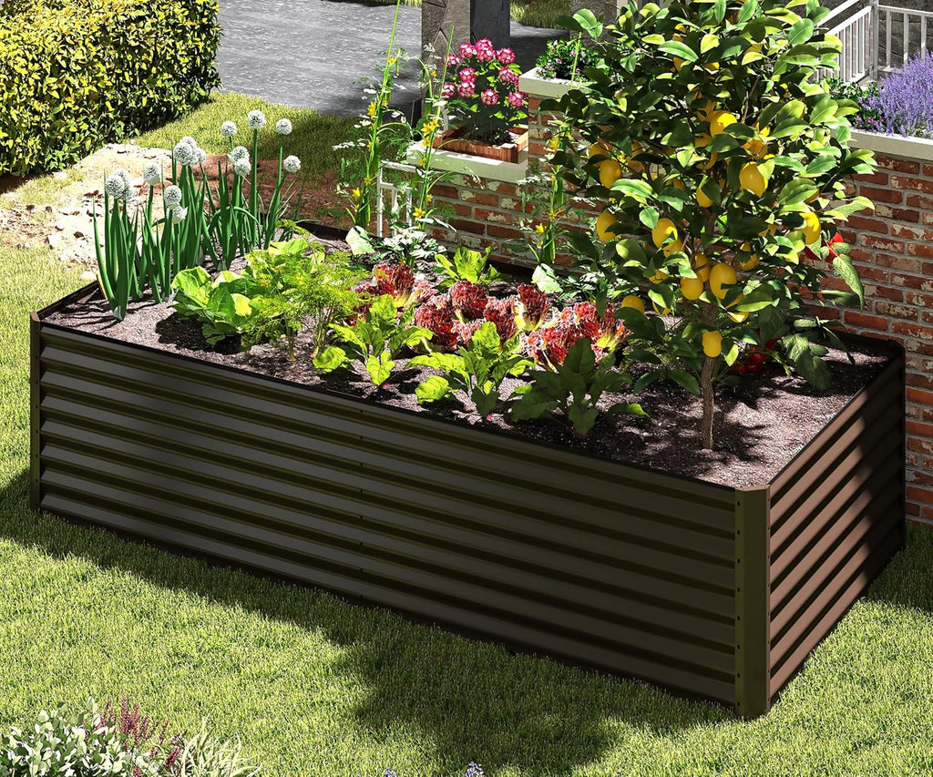 6x3x2ft Galvanized Raised Garden Bed – Brown, view 2