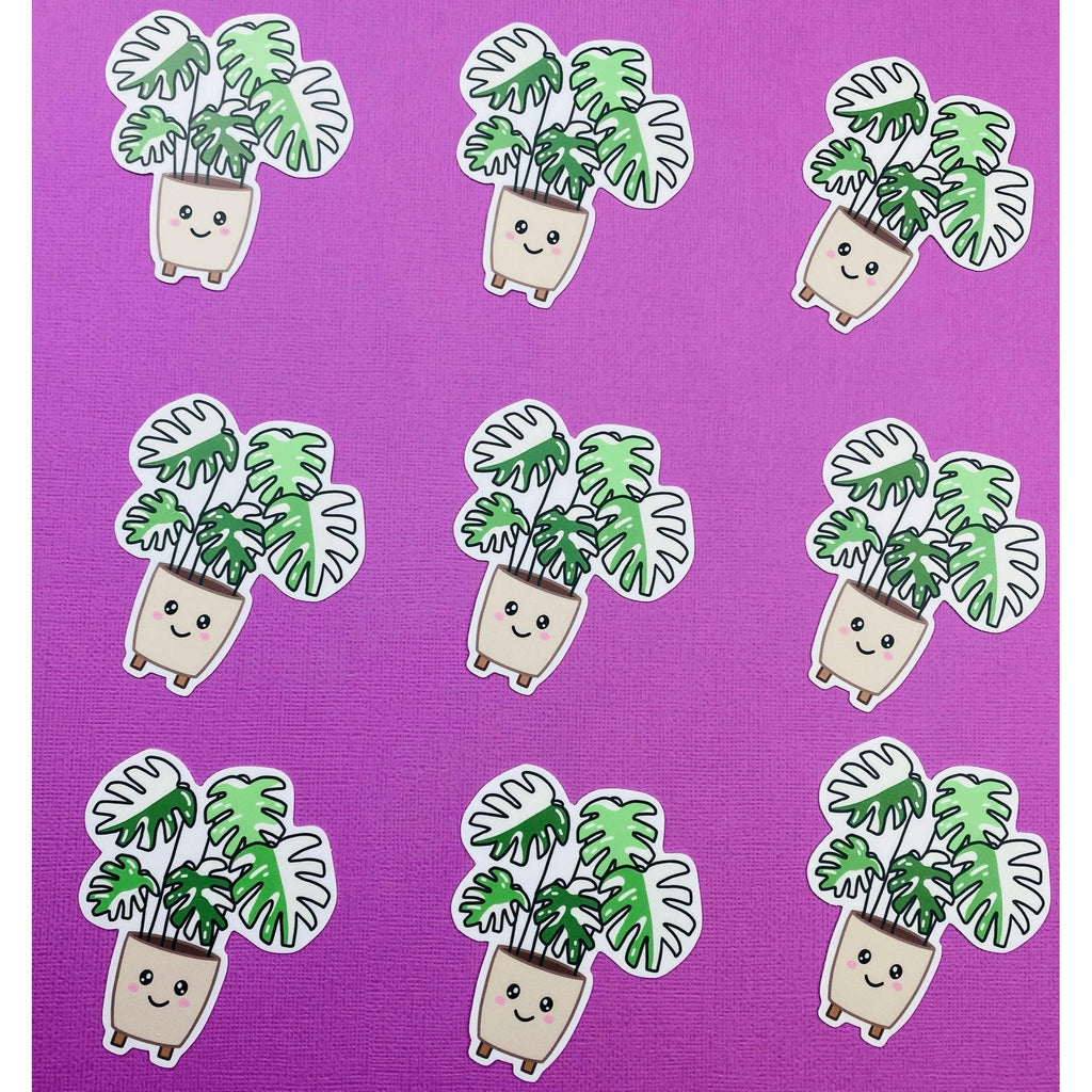 Variegated Monstera Plant Sticker, Rare Plant Sticker for Plant Lover, Rare Houseplant Sticker for Green, view 2