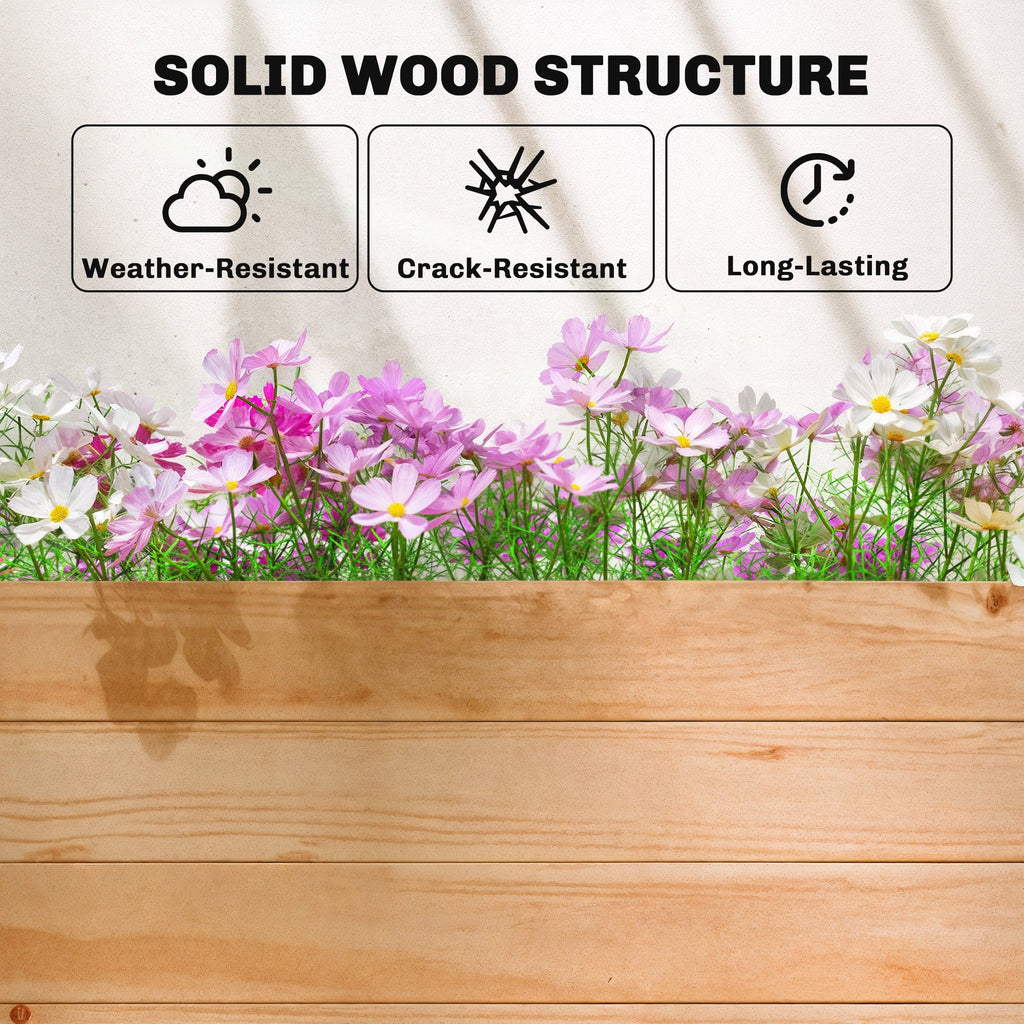 Wood Raised Garden Bed with Trellis - Large Outdoor Planter Box, view 3