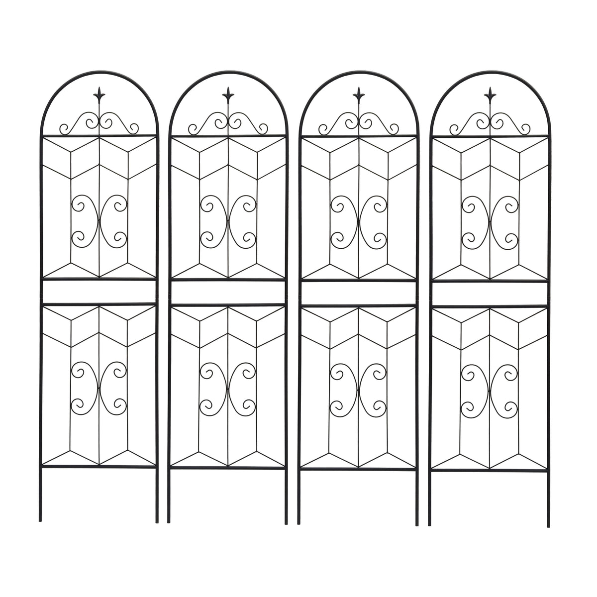 4 Pack Elegant Black Iron Garden Trellis