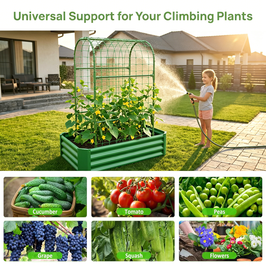 2-in-1 Raised Garden Bed with Trellis - 59" Tall Arch Planter, view 5
