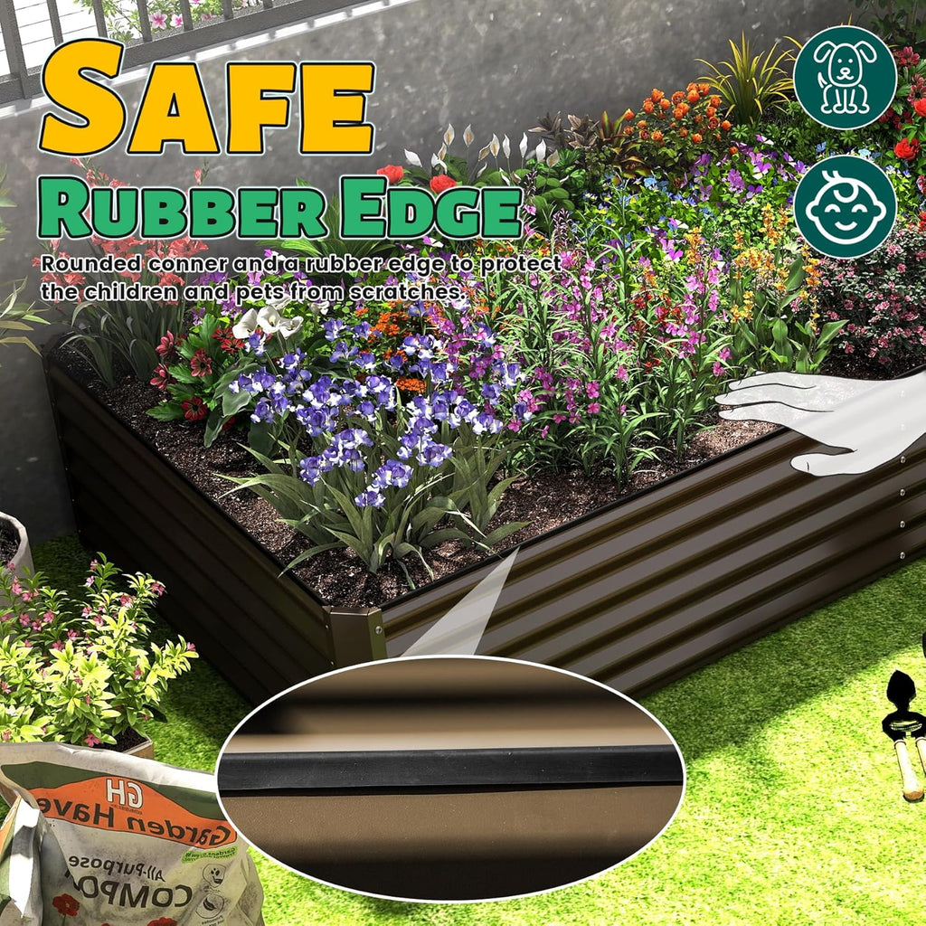6x3x1.5ft Galvanized Raised Garden Bed – Brown or Dark Gray, view 6