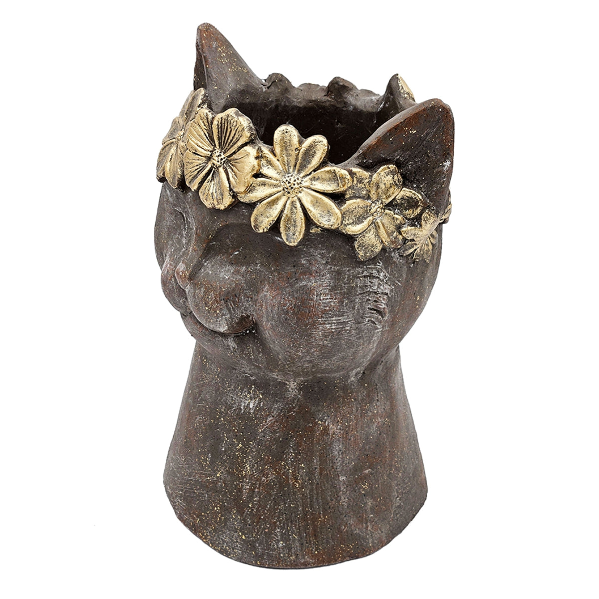 8.5x7.7x12.4" Magnesium Cat Statue Planter with Textured Finish, view 9