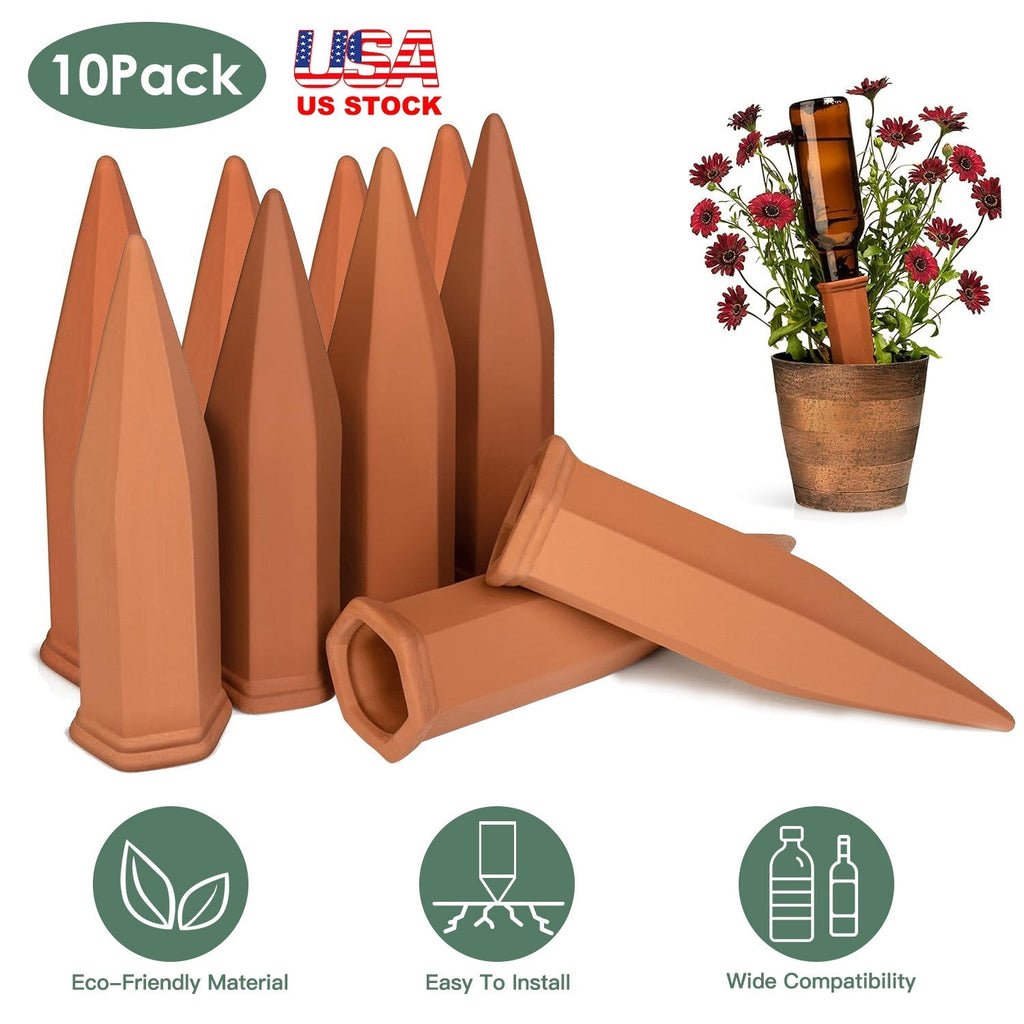 10Pack Plant Watering Spikes Terracotta Automatic Watering Devices with Slow Release Control Plant Waterer, view 5
