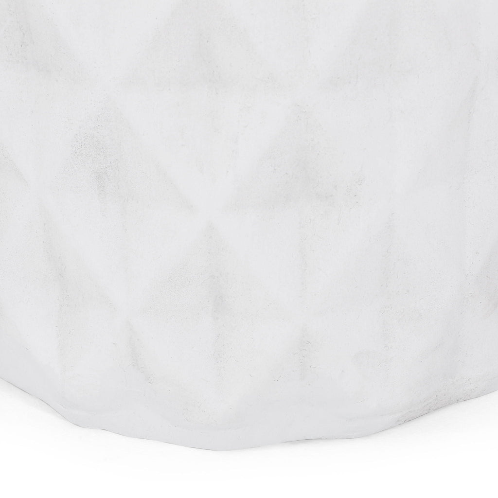 Diamond-Pattern Cylinder Concrete Side Table – Antique White, view 7