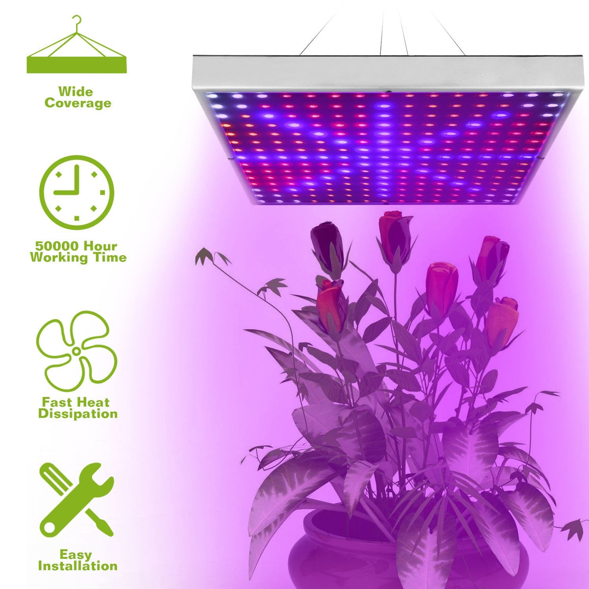 LED Grow Light Full Spectrum Hanging 225 LEDs Plant Grow Lamp Indoor Grow Light for Greenhouse Succulents, view 7