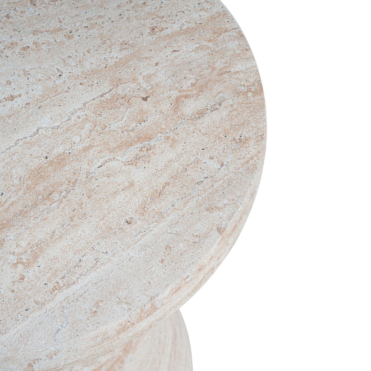 Travertine-Finish Concrete Side Table – Gray or Beige, view 7