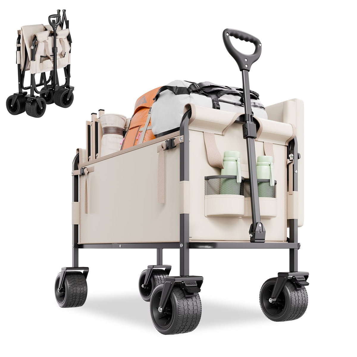 Foldable Steel Garden Wagon Cart with Bench Conversion - Q235 Steel & Oxford, view 10