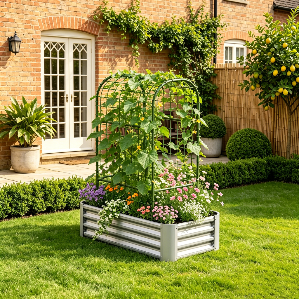 2-in-1 Raised Garden Bed with Trellis, view 4