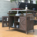 K&K Rolling Bar Cart & Storage Cabinet – FSC-Certified Fir Wood