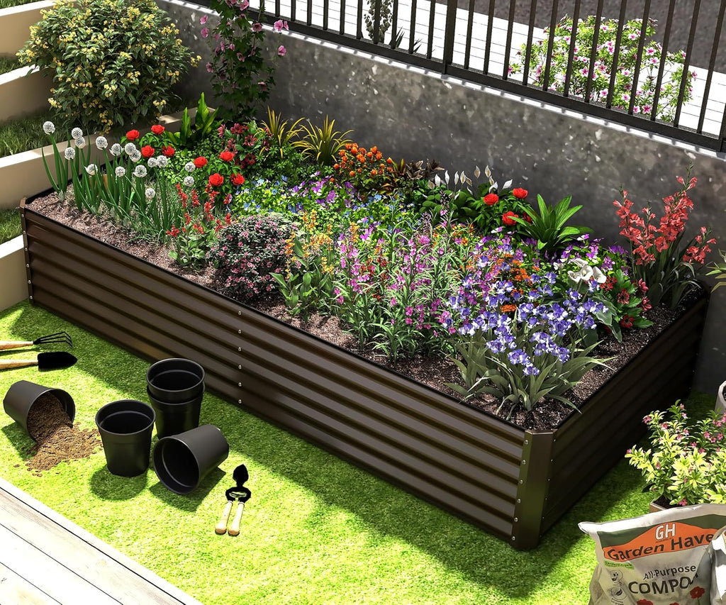 6x3x1.5ft Galvanized Raised Garden Bed – Brown or Dark Gray, view 4