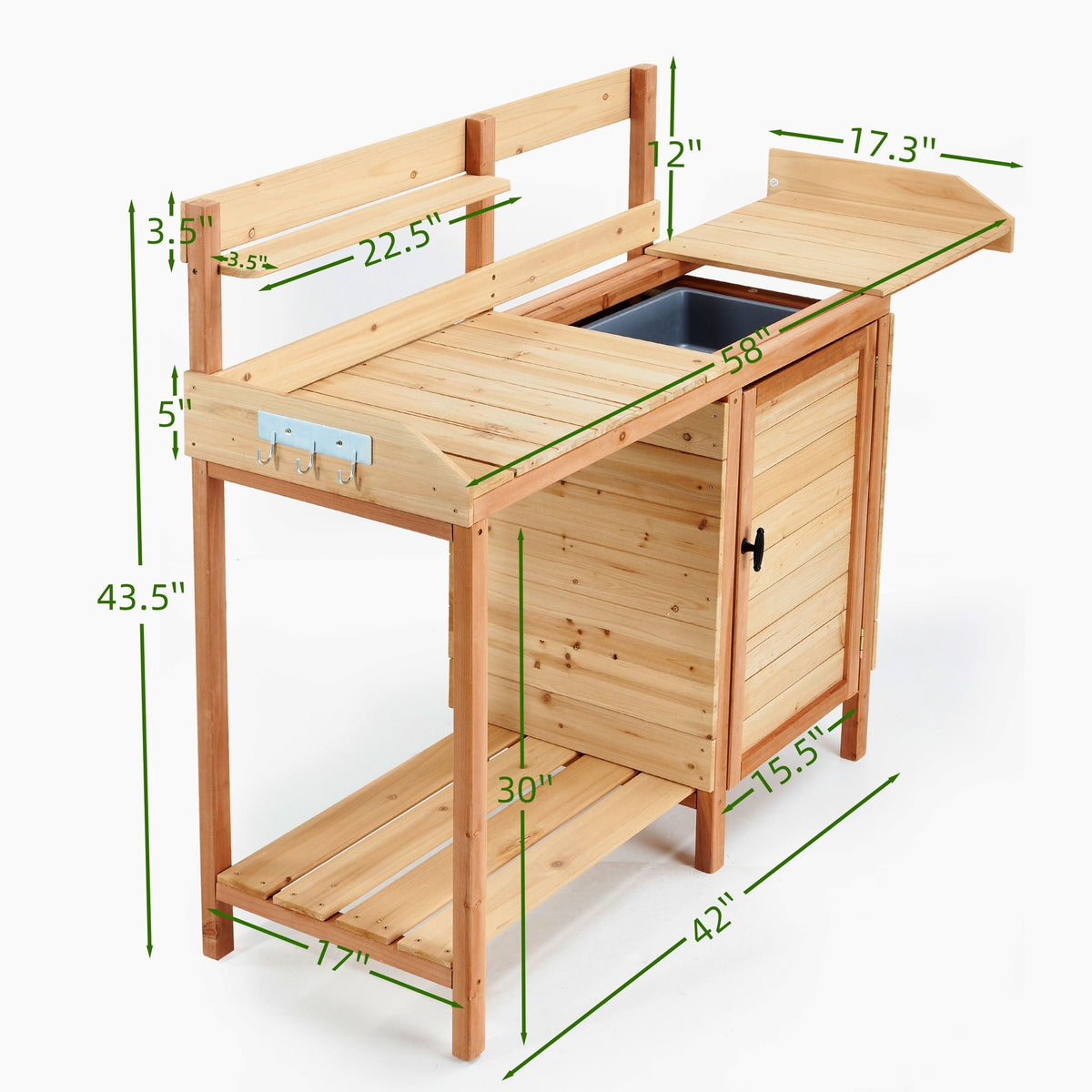 Outdoor Potting Bench Table With Sink, Garden Workstation, view 4