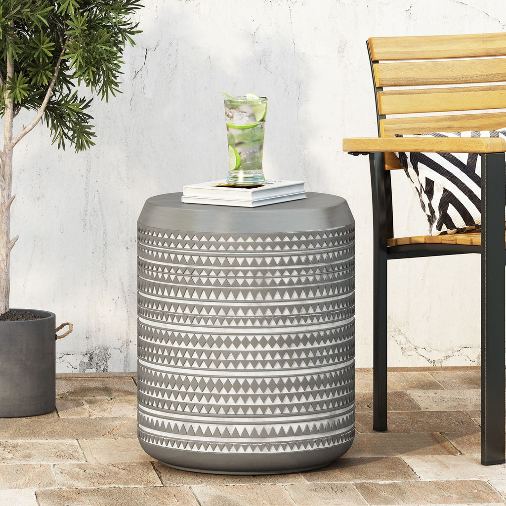Outdoor Side Table With Cylindrical Shape - White, view 3