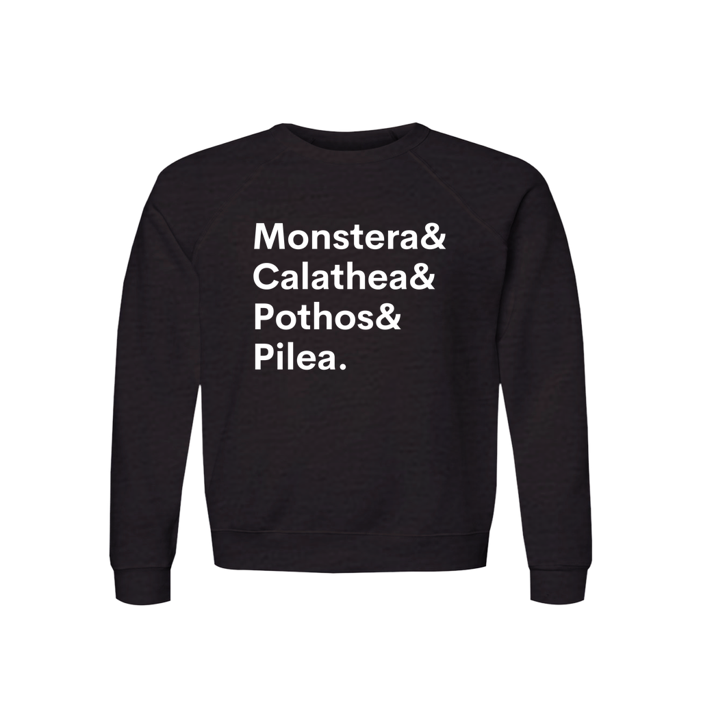 Monstera, Calathea, Pothos & Pilea Plant Lover Sweatshirt – Organic Cotton Raglan, view 4