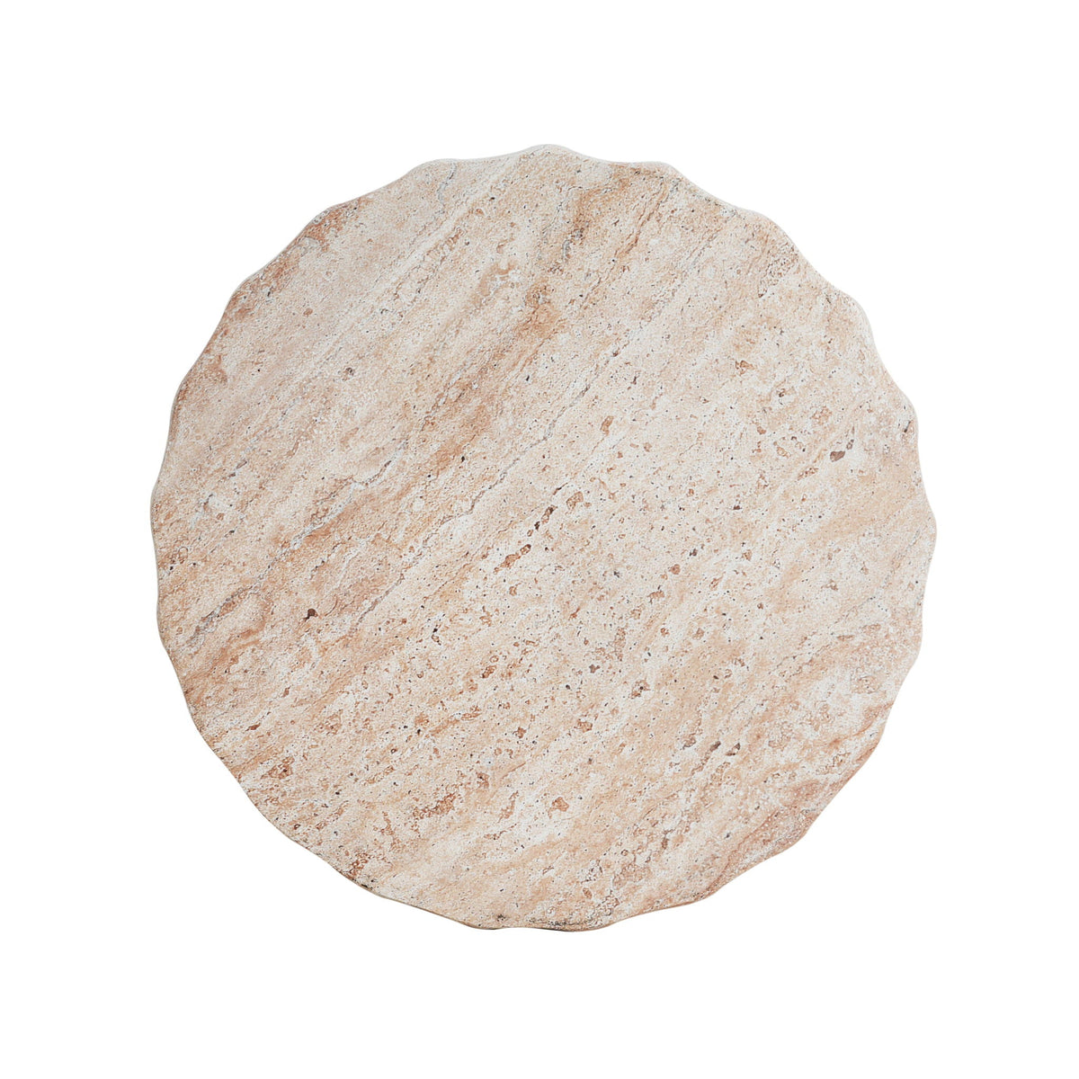 Outdoor / Indoor Lightweight Concrete Side Table, Cylinder Travertine Finish Accent Table - Beige, view 9