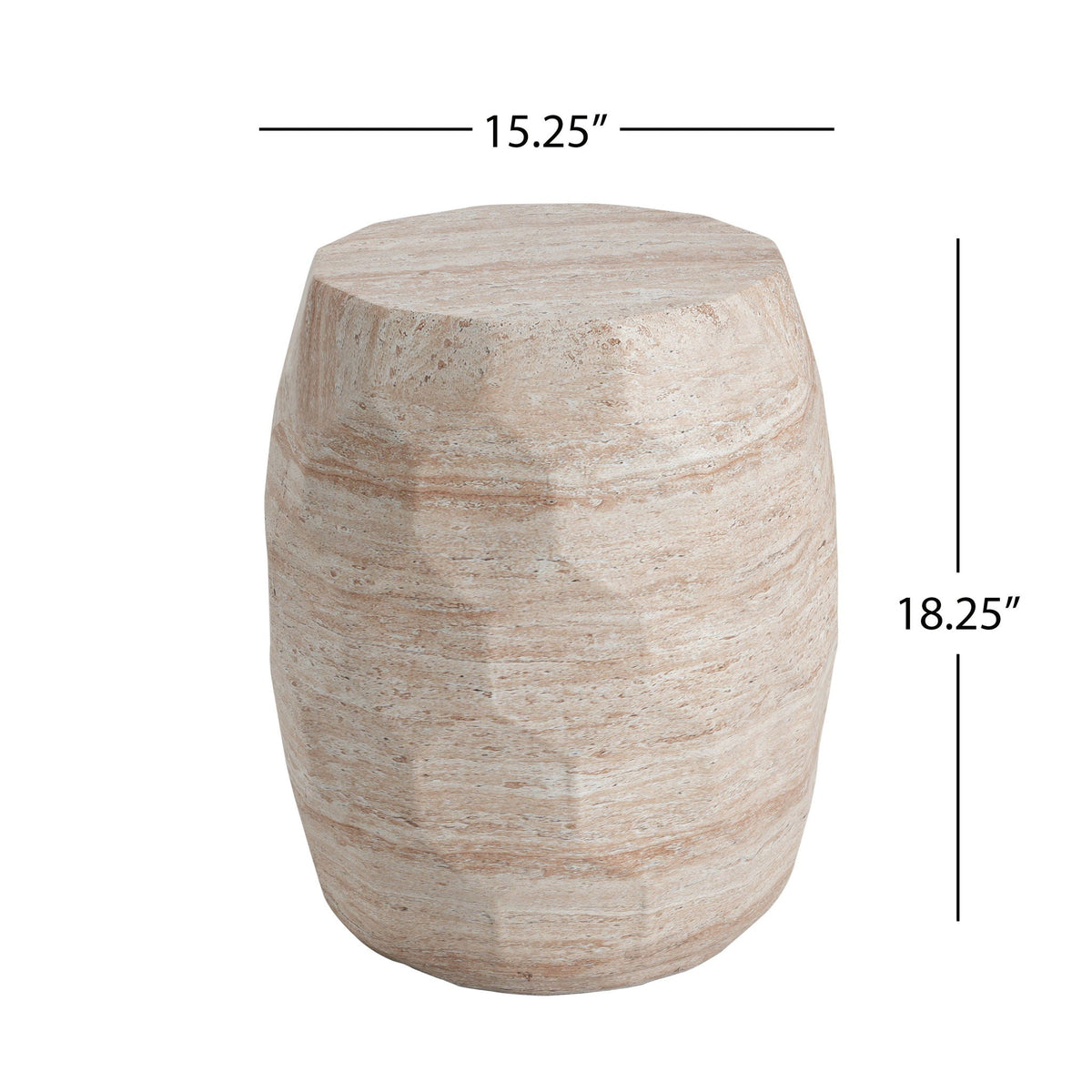 Travertine Lightweight Concrete Side Table For Indoor / Outdoor Use - Beige, view 8