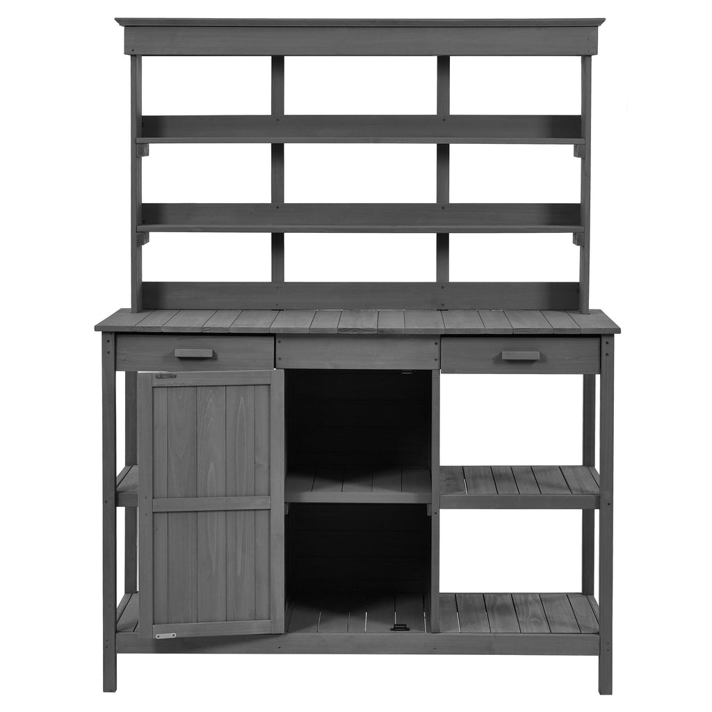 Topmax 66'' Large Outdoor Farmhouse Wooden Potting Bench Table, view 8