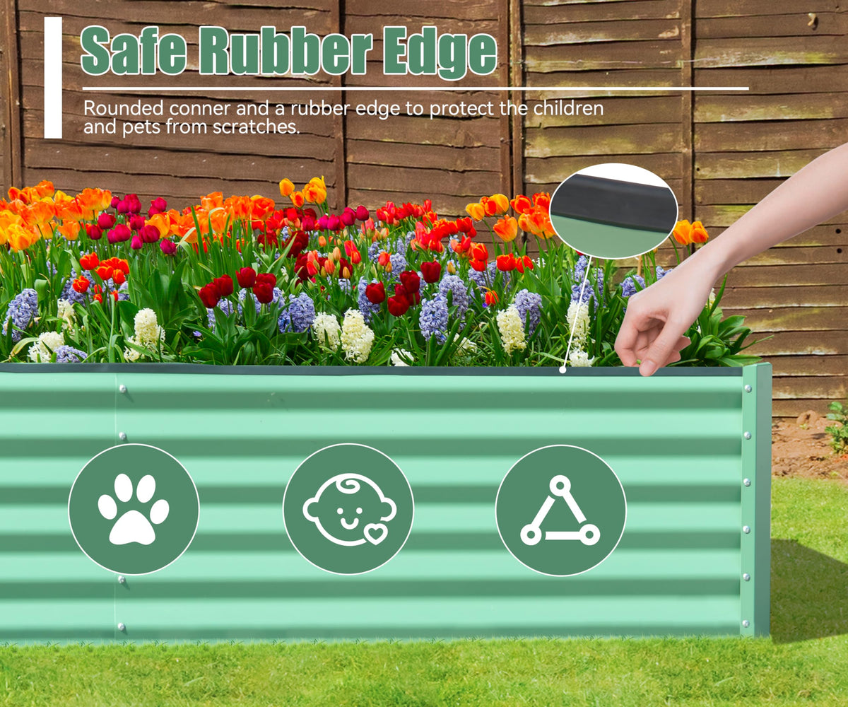 6x3x1.5ft Galvanized Raised Garden Bed – Green
