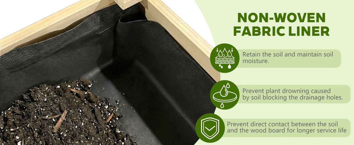 Raised Garden Bed with Water Collection Tray and Storage Shelf, view 2