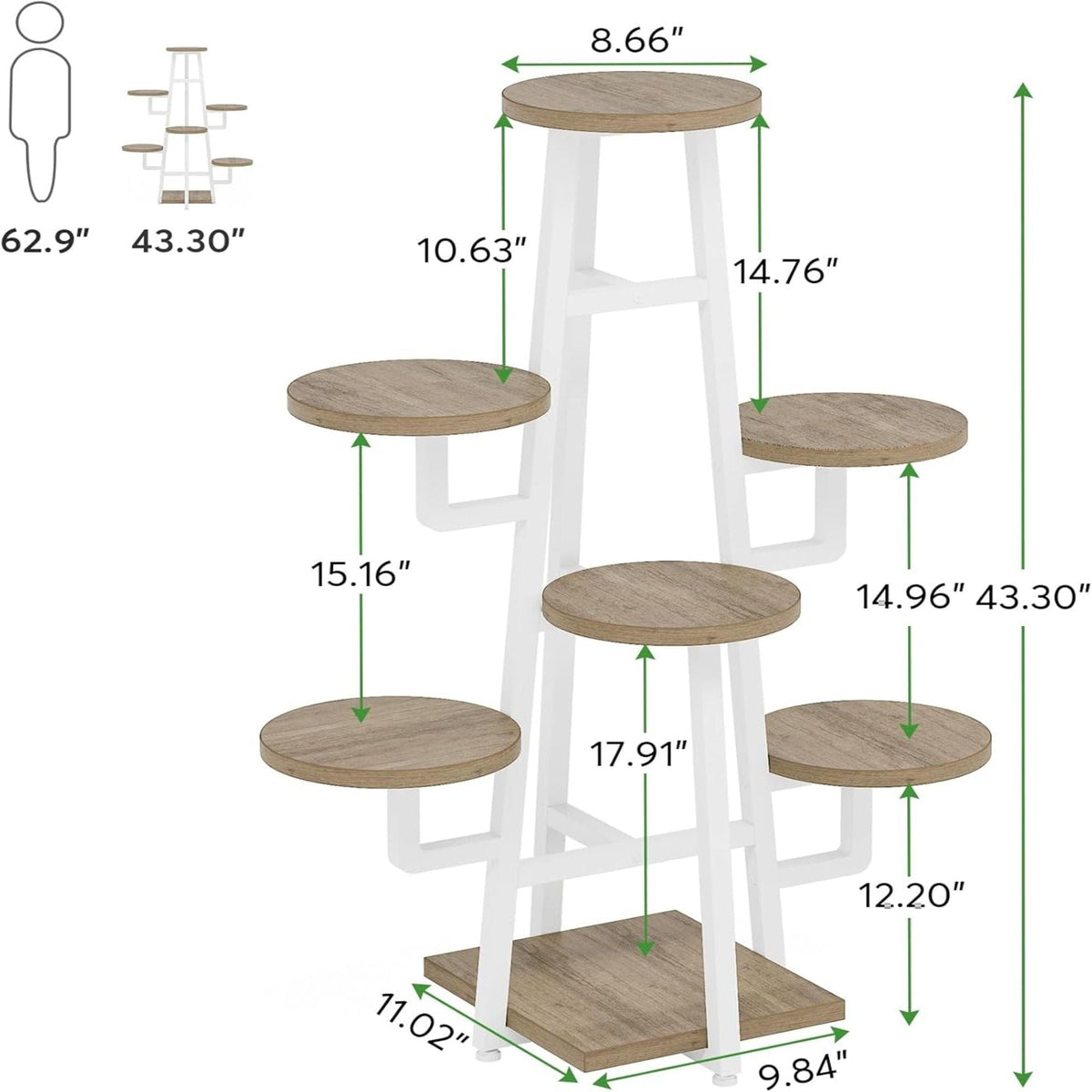 7-tier high-low corner plant shelf, view 15
