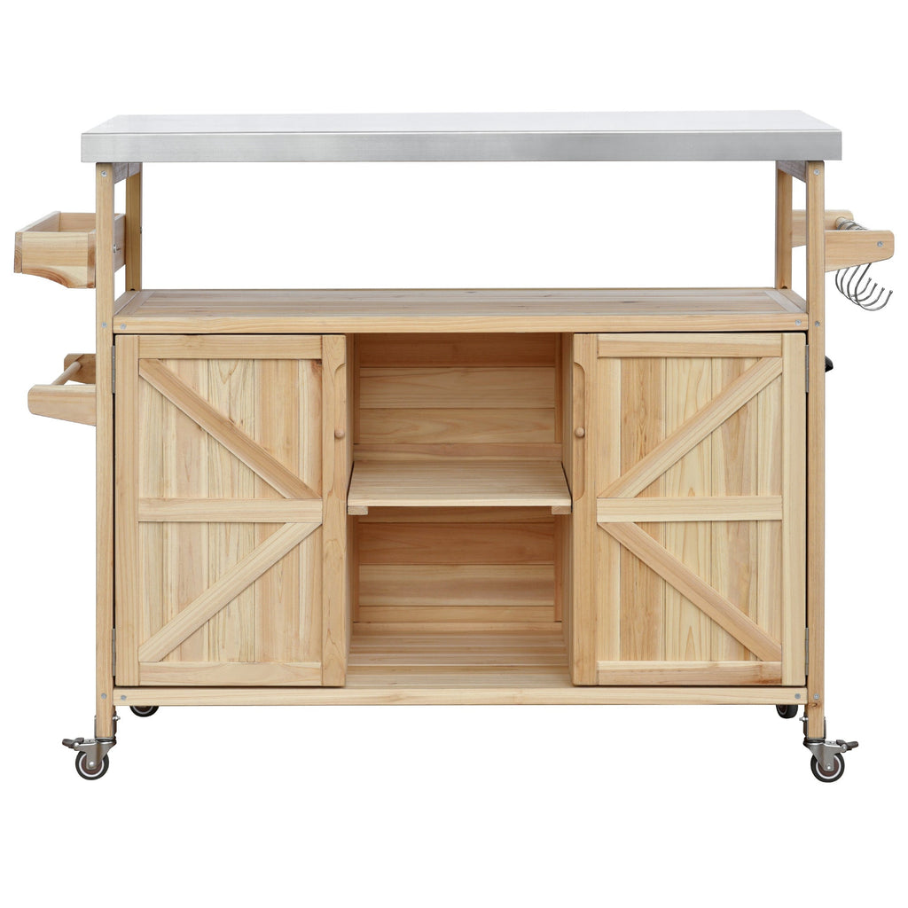 K&K Outdoor Kitchen Island – Natural Fir with Stainless Steel Top, view 13