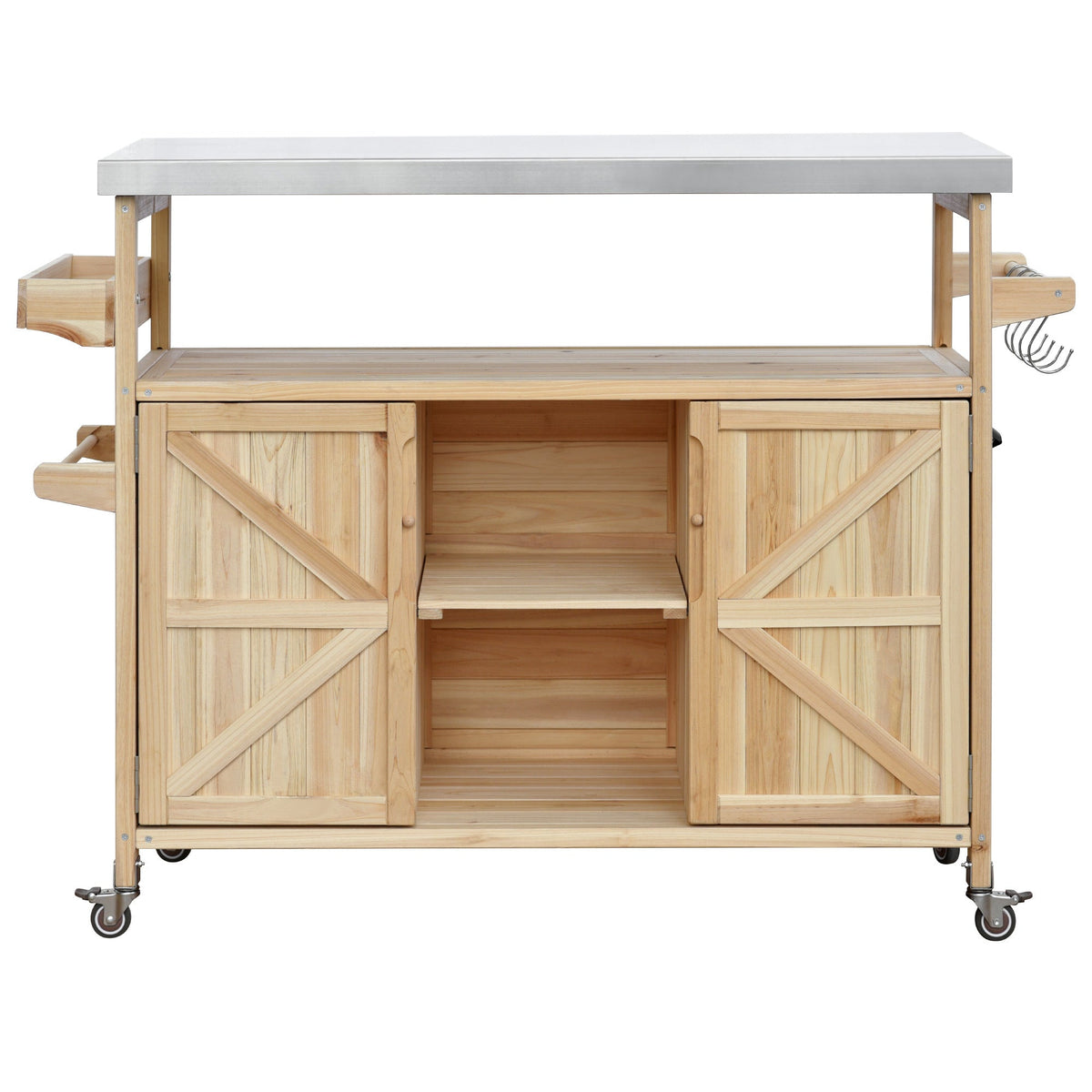 K&K Outdoor Kitchen Island – Natural Fir with Stainless Steel Top, view 13